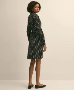 Belted Dot-Print Shirt Dress