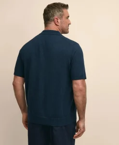 Big & Tall Cotton Cable Johnny Collar Sweater