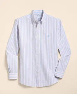 Big & Tall Stretch Cotton Non-Iron Oxford Polo Button Down, Stripe Sport Shirt