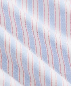 Big & Tall Stretch Cotton Non-Iron Oxford Polo Button Down, Stripe Sport Shirt