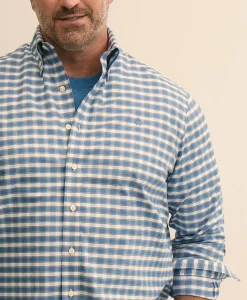 Big & Tall Stretch Cotton Non-Iron Oxford Polo Button Down, Check Sport Shirt