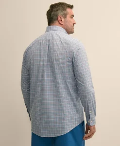 Big & Tall Stretch Cotton Non-Iron Poplin Polo Button Down, Check Sport Shirt