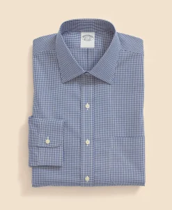 Big & Tall Stretch Supima® Cotton Non-Iron Pinpoint Oxford Ainsley Collar, Gingham Dress Shirt
