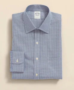 Big & Tall Stretch Supima® Cotton Non-Iron Pinpoint Oxford Ainsley Collar, Gingham Dress Shirt