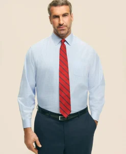 Big & Tall Stretch Supima® Cotton Non-Iron Pinpoint Oxford Ainsley Collar, Gingham Dress Shirt