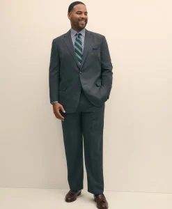 Big & Tall Stretch Supima® Cotton Non-Iron Pinpoint Oxford Ainsley Collar, Gingham Dress Shirt