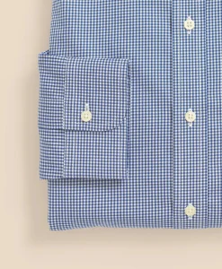 Big & Tall Stretch Supima® Cotton Non-Iron Pinpoint Oxford Ainsley Collar, Gingham Dress Shirt