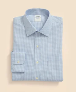 Big & Tall Stretch Supima® Cotton Non-Iron Pinpoint Oxford Ainsley Collar, Gingham Dress Shirt