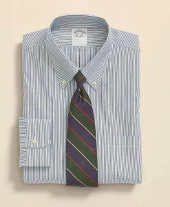 Big & Tall Stretch Supima® Cotton Non-Iron Pinpoint Oxford Button-Down Collar, Candy Stripe Dress Shirt