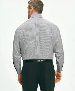 Big & Tall Stretch Supima® Cotton Non-Iron Pinpoint Oxford Button-Down Collar, Candy Stripe Dress Shirt