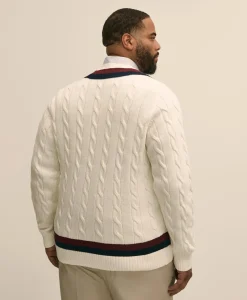 Big & Tall Supima® Cotton Cable Tennis Sweater