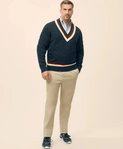 Big & Tall Supima® Cotton Cable Tennis Sweater