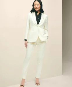 Black Fleece Peak Lapel Dinner Jacket in Merino Wool-Silk Faille