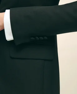 Black Fleece Peak Lapel Dinner Jacket in Merino Wool-Silk Faille