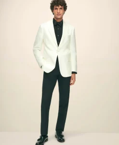Black Fleece Peak Lapel Dinner Jacket in Silk Dupioni