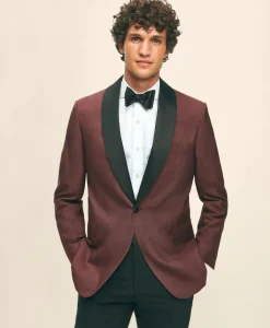 Black Fleece Satin Shawl Collar Dinner Jacket in Silk Hopsack