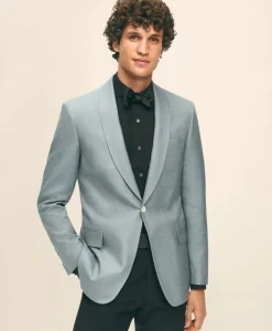 Black Fleece Shawl Collar Dinner Jacket in Silk Hopsack