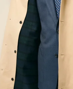 Bonded Cotton Top Coat with Removable Liner in Black Watch