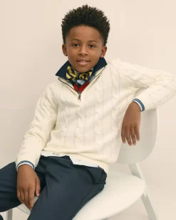 Boys Cotton Cable Knit Quarter-Zip Sweater