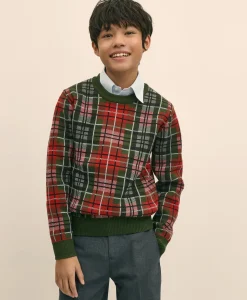 Boys Cotton Jacquard Tartan Sweater