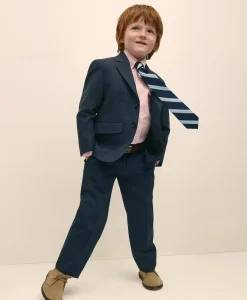 Boys Junior Plain-Front Wool Suit Pants