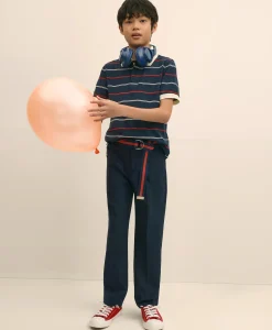 Boys Junior Plain-Front Wool Suit Pants