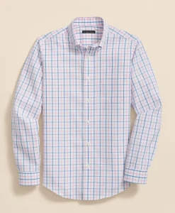 Boys Non-Iron Broadcloth Polo Button-Down Collar Check Sport Shirt