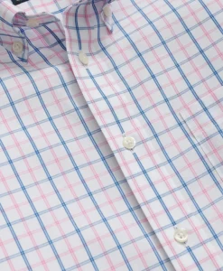 Boys Non-Iron Broadcloth Polo Button-Down Collar Check Sport Shirt
