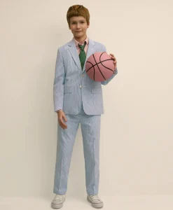 Boys Prep Stretch Cotton Seersucker Suit Pants