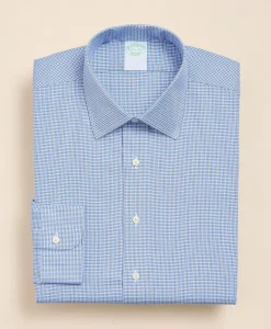 Brooks Brothers Explorer Collection Non-Iron Twill Ainsley Collar, Mini Check Dress Shirt