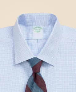 Brooks Brothers Explorer Collection Non-Iron Twill Ainsley Collar, Check Dress Shirt