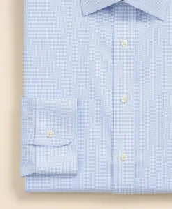 Brooks Brothers Explorer Collection Non-Iron Twill Ainsley Collar, Check Dress Shirt