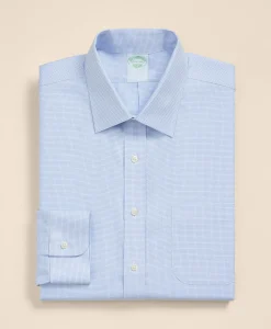 Brooks Brothers Explorer Collection Non-Iron Twill Ainsley Collar, Check Dress Shirt
