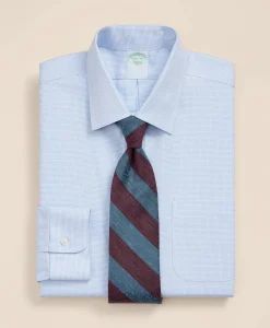 Brooks Brothers Explorer Collection Non-Iron Twill Ainsley Collar, Check Dress Shirt