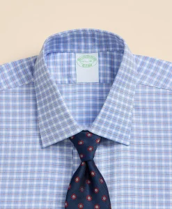 Brooks Brothers Explorer Collection Non-Iron Twill Ainsley Collar, Check Dress Shirt
