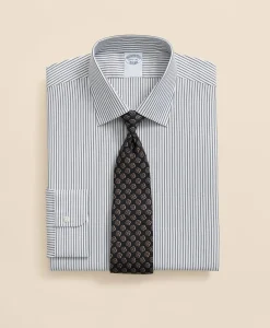 Brooks Brothers Explorer Collection Non-Iron Twill Ainsley Collar Striped, Dress Shirt