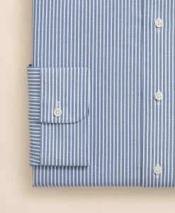 Brooks Brothers Explorer Collection Non-Iron Twill Ainley Collar Ground Stripe, Dress Shirt