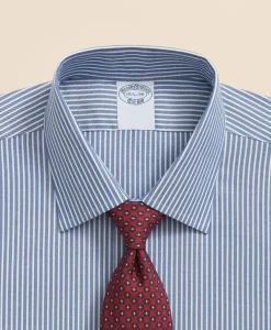 Brooks Brothers Explorer Collection Non-Iron Twill Ainley Collar Ground Stripe, Dress Shirt
