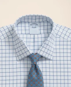 Brooks Brothers Explorer Collection Non-Iron Twill Ainsley Collar, Windowpane Dress Shirt