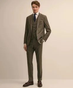 Brooks Brothers Explorer Collection Slim-Fit Overcheck Glen-Plaid Wool Suit Pants