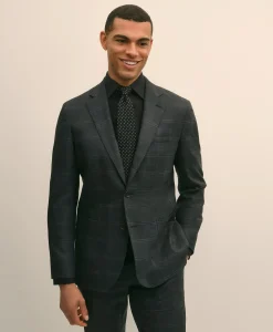 Brooks Brothers Explorer Collection Slim Fit Wool Windowpane Suit Jacket