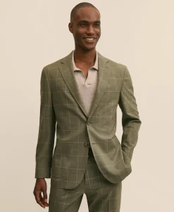 Brooks Brothers Explorer Collection Slim Fit Wool Windowpane Suit Jacket