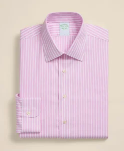 Brooks Brothers Explorer Collection Non-Iron Twill Ainsley Collar, Bengal-Stripe Collar Dress Shirt
