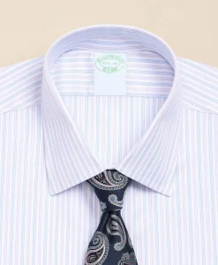 Brooks Brothers Explorer Collection Non-Iron Twill Ainsley Collar, Triple Stripe Dress Shirt
