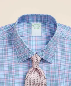 Brooks Brothers Explorer Collection Non-Iron Twill Ainsley Collar, Check Dress Shirt