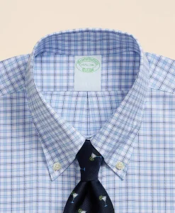 Brooks Brothers Explorer Collection Non-Iron Twill Button-Down Collar, Check Dress Shirt
