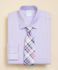 Brooks Brothers Explorer Collection Non-Iron Twill Ainsley Collar, Pinstripe Dress Shirt