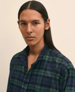 Brooks Brothers X Engineered Garments Cotton Flannel Wing Collar Oversized, Tartan Dress Shirt