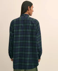 Brooks Brothers X Engineered Garments Cotton Flannel Wing Collar Oversized, Tartan Dress Shirt