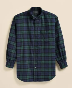 Brooks Brothers X Engineered Garments Cotton Flannel Wing Collar Oversized, Tartan Dress Shirt